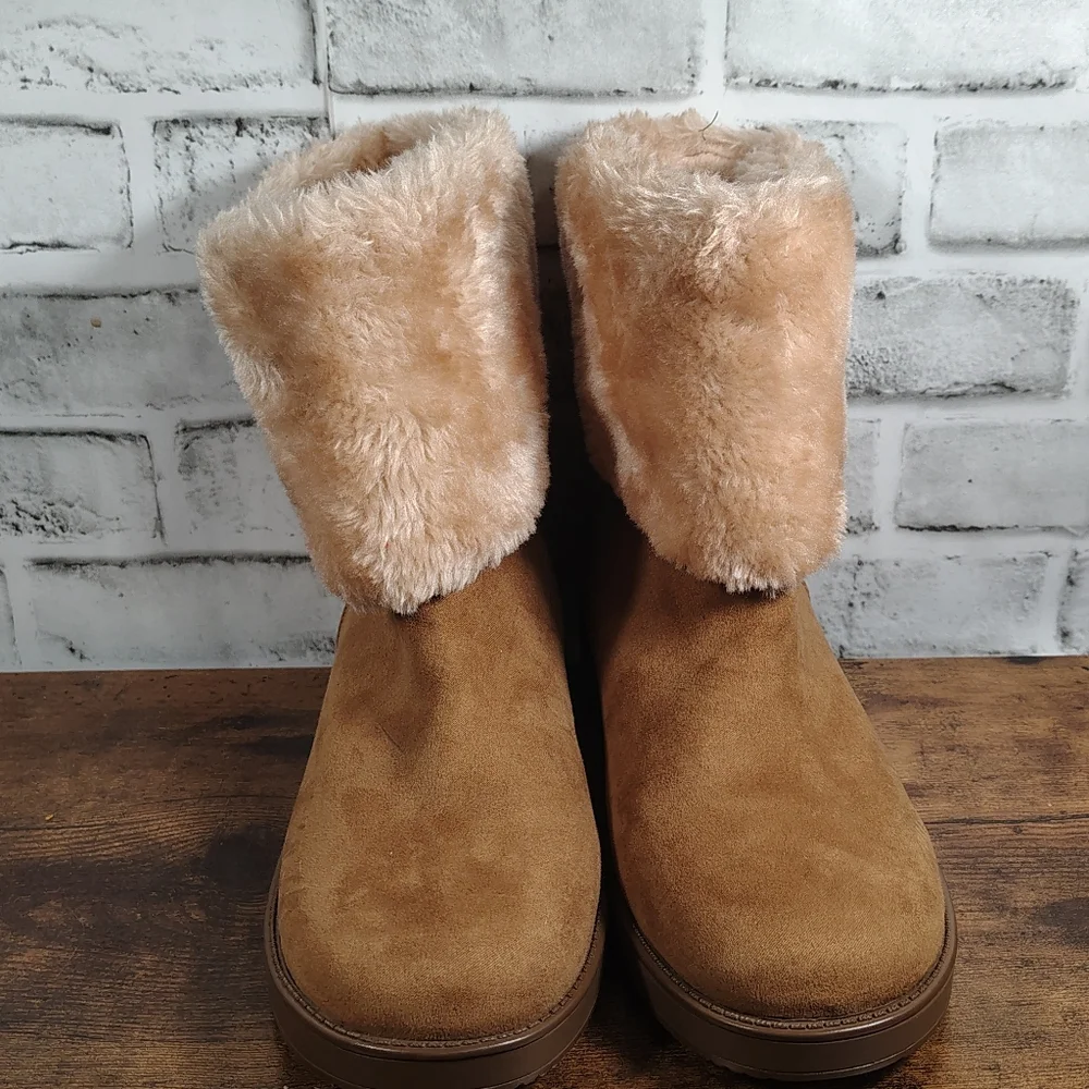 GBG Los Angeles Womens GGALEYA Faux Suede Winter Ankle Boots Size 9.5 Brown - Picture 3 of 8